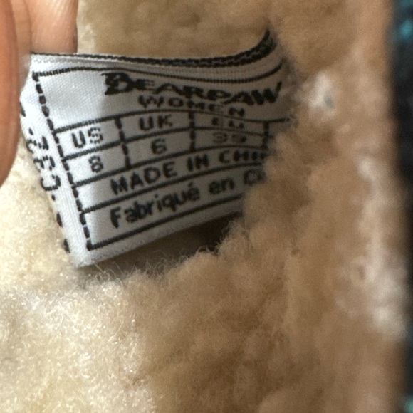 Bearpaw Amber Nova Suede Ankle Boots Wms Sz 8 Blue Aztec Pull On Sheepskin Lined - Picture 10 of 10